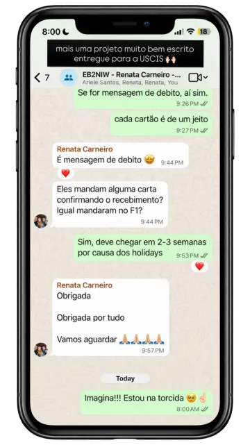 Print de conversa com depoimento de cliente 5