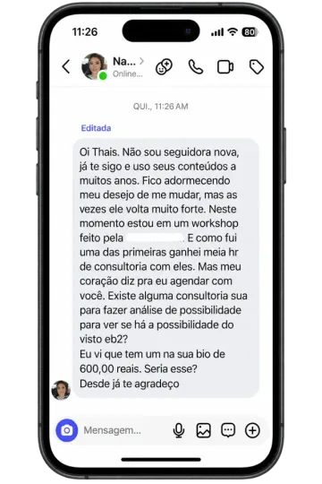 Print de conversa com depoimento de cliente 13